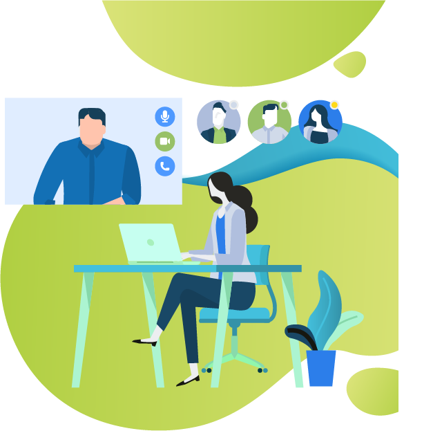 graphic of teacher online