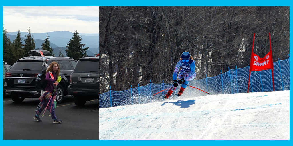 Emily G. in action skiing. 