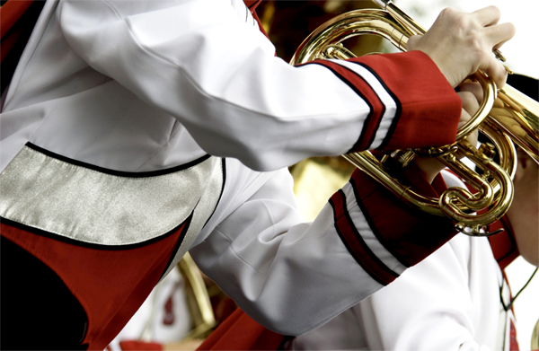 student in marching band