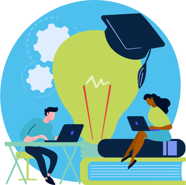 graphic of teacher online