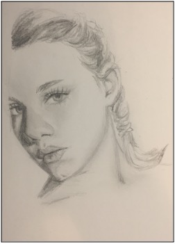 self portrait of girl in pencil