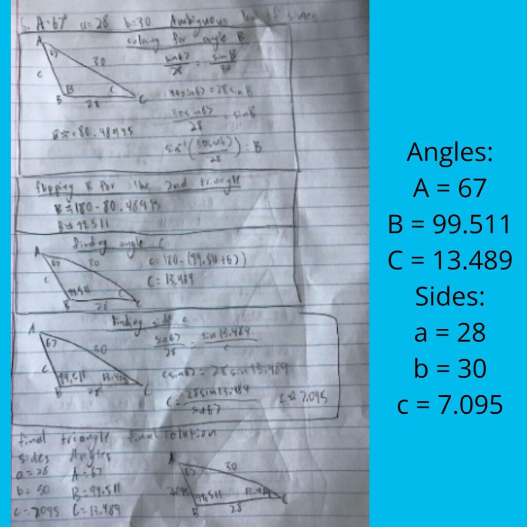 A sample of Henry's math work