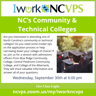promo for IworkNCVPS with an image of graduation caps