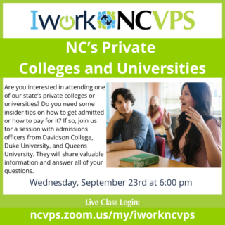 promo for IworkNCVPS with an image of two students in a classroom