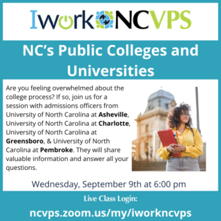 promotion for IworkNCVPS with an image of a girl in a yellow shirt with a red notebook