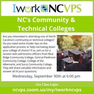 IworkNCVPS promotion with an image of the back of several graduation caps